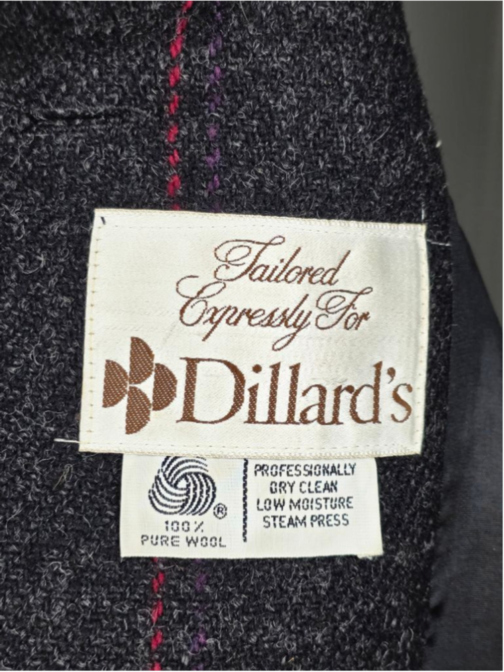 Dillard's Charcoal Plaid Wool Pea Coat Women’s XL - Picture 4 of 6